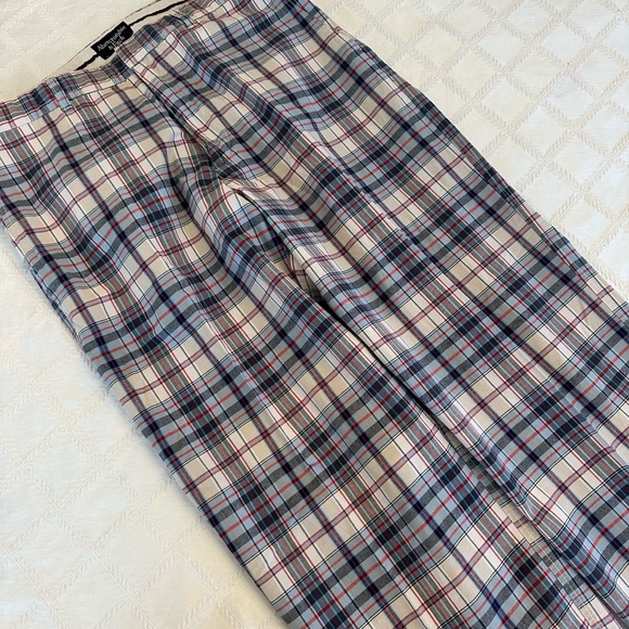Abercrombie Fitch Madras Blue Plaid Plain Front Pants Sz 36 Kentucky Derby - Picture 3 of 6